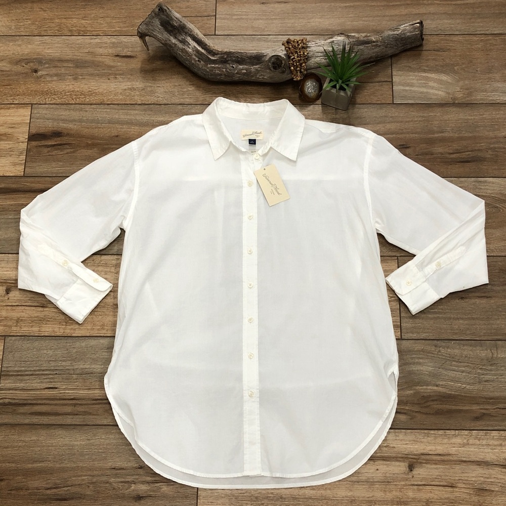 Universal Thread White Button Down Tunic Shirt NWT - image 1